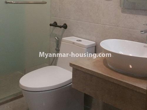 Myanmar real estate - for rent property - No.4631 - Standard Time City Condominium room for rent in Kamaryut. - common bathroom 