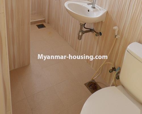 Myanmar real estate - for rent property - No.4633 - Furnished Mahar Swe Condominium room for rent in Hlaing! - master bedroom bathroom view