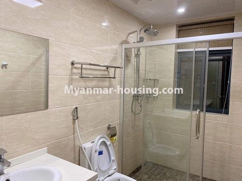 Myanmar real estate - for rent property - No.4644 - Two bedroom Golden City Condominium room for rent in Yankin! - common bathroom view