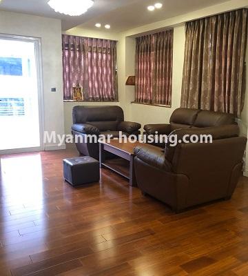 ミャンマー不動産 - 賃貸物件 - No.4648 - Nice condominium room for rent near Gandamar Whole Sales Mayangone! - living room view