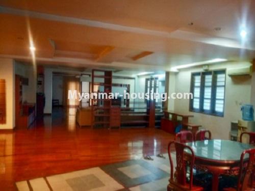 Myanmar real estate - for rent property - No.4664 - Large Condominium room for office or big family in Yangon Downtown! - another view of dining area and hall