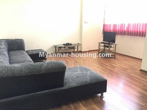 Myanmar real estate - for rent property - No.4683 - Decorated three bedroom condominium room for rent in Downtown! - living room view