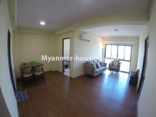 Myanmar real estate - for rent property - No.4685 - Tow BHK UBC condominium room for rent in Thin Gann Gyun! - living room view