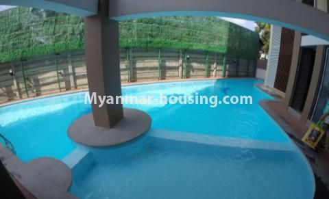 Myanmar real estate - for rent property - No.4685 - Tow BHK UBC condominium room for rent in Thin Gann Gyun! - swimming pool view