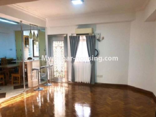 Myanmar real estate - for rent property - No.4686 - Nice condominium room in Shwegonedaing Tower for rent. - living room view