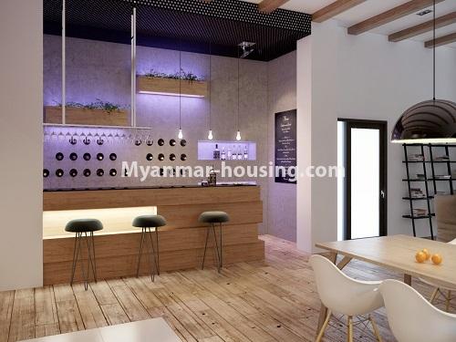 ミャンマー不動産 - 賃貸物件 - No.4692 - Three BHK serviced apartment for rent in Bahan! - bar counter view