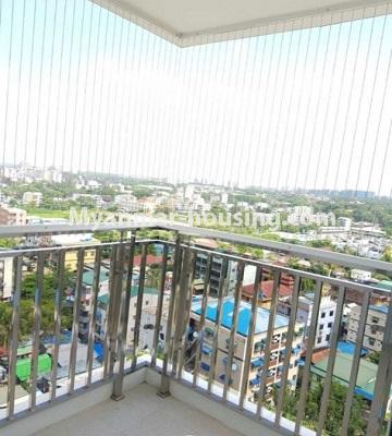 Myanmar real estate - for rent property - No.4695 - Furnished three bedrooms Royal Thukha condominium for rent in Hlaing! - balcony view