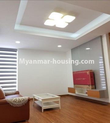 မြန်မာအိမ်ခြံမြေ - ငှားရန် property - No.4695 - လှိုင်မြို့နယ် Royal Thukha ကွန်ဒိုတွင် ပရိဘောဂပါသော အိပ်ခန်းသုံးခန်း ကွန်ဒို ငှားရန်ရှိသည်။another view of living room