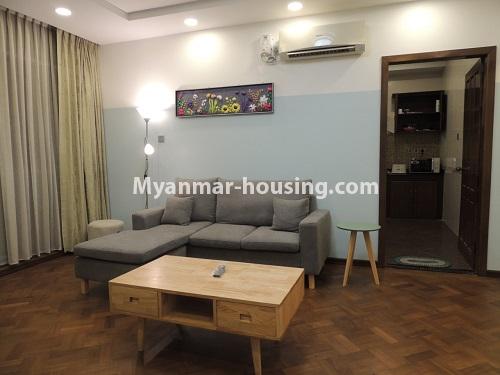 မြန်မာအိမ်ခြံမြေ - ငှားရန် property - No.4699 - Excellent Condo တွင် အိပ်ခန်းနှစ်ခန်းပါသော အခန်းငှားရန်ရှိသည်။another view of living room