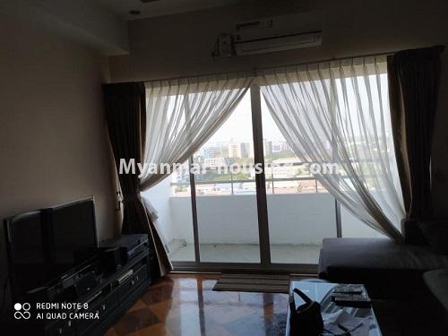 Myanmar real estate - for rent property - No.4711 - Higher floor Junction Maw Tin Condo room for rent in Lanmadaw! - Living room view