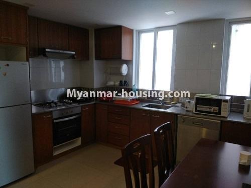 Myanmar real estate - for rent property - No.4712 - 3 BHK condominium room for rent near Kandawgyi Lake and Chatrium Hotel, Tarmway! - kitchen view