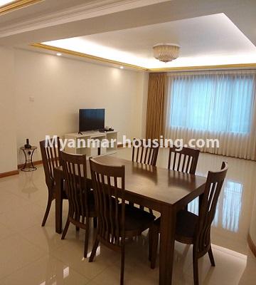 Myanmar real estate - for rent property - No.4718 - 3  BHK JL Inya Serviced Residence room for rent in Kamaryut! - living room and dining area view
