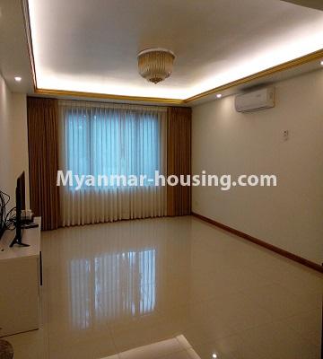 Myanmar real estate - for rent property - No.4718 - 3  BHK JL Inya Serviced Residence room for rent in Kamaryut! - only living room view