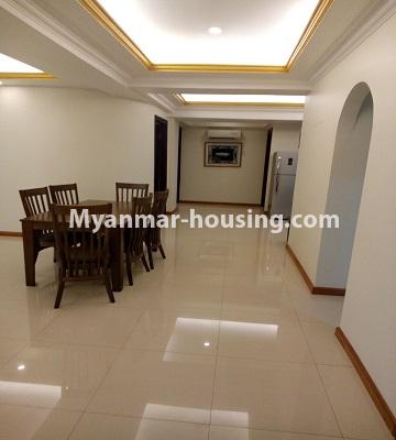 Myanmar real estate - for rent property - No.4718 - 3  BHK JL Inya Serviced Residence room for rent in Kamaryut! - dining area view