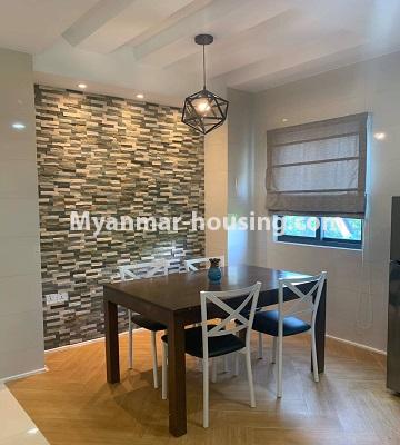 Myanmar real estate - for rent property - No.4719 - Furnished 1 BHK condominium room for rent in Sanchaung! - dining area view