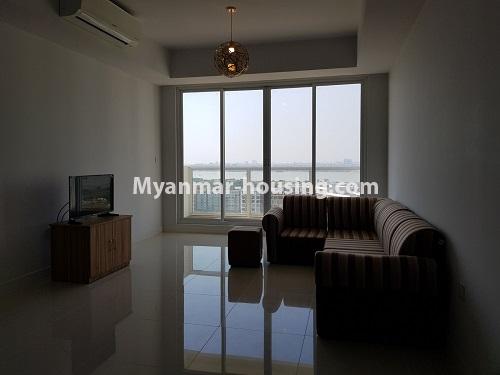 မြန်မာအိမ်ခြံမြေ - ငှားရန် property - No.4720 - Galaxy Tower  ရှိ Brand New Condo အခန်း တစ်ခန်းငှားရန်ရှိသည်။  - living room view
