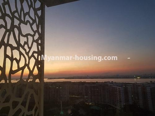 Myanmar real estate - for rent property - No.4720 - New room in Galaxy Tower, Star City, Thanlyin! - sunset river view