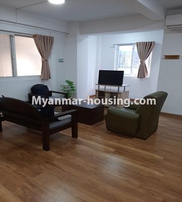 Myanmar real estate - for rent property - No.4729 - Furnished two bedroom mini condominium room for rent near Myaynigone, Sanchaung! - living room view