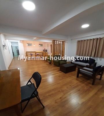 Myanmar real estate - for rent property - No.4729 - Furnished two bedroom mini condominium room for rent near Myaynigone, Sanchaung! - anothr view of living room