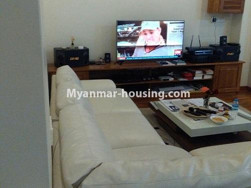 Myanmar real estate - for rent property - No.4730 - Furnished 3 BHK Myaynu Condominium room for rent in Sanchaung! - living room view