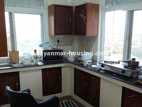 Myanmar real estate - for rent property - No.4730 - Furnished 3 BHK Myaynu Condominium room for rent in Sanchaung! - kitchen view