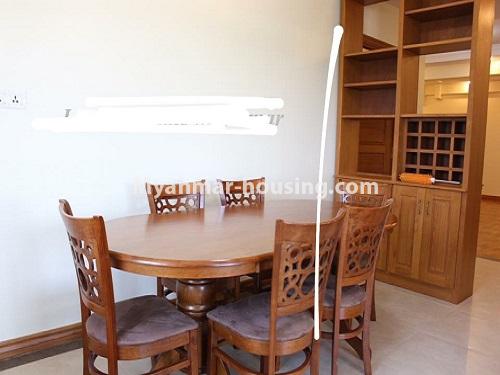 Myanmar real estate - for rent property - No.4730 - Furnished 3 BHK Myaynu Condominium room for rent in Sanchaung! - dining area view