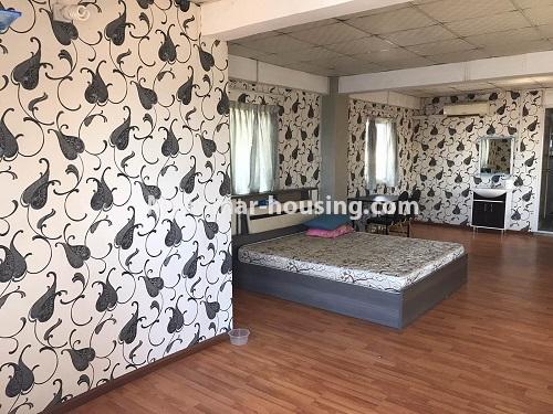 Myanmar real estate - for rent property - No.4738 - Furnished Studio Type Penthouse for rent near Asia World Port, Ahlone! - bed area