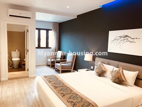 Myanmar real estate - for rent property - No.4742 - One bedroom serviced apartment for rent in Bahan! - bedroom view