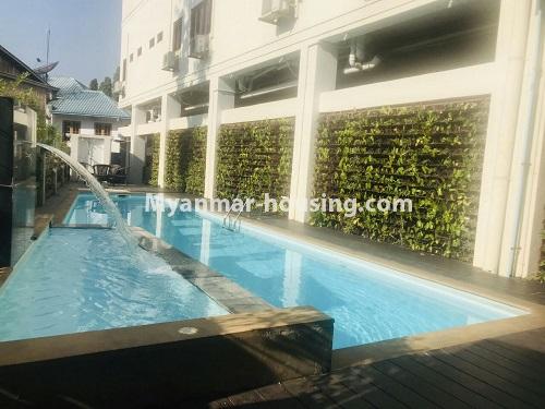 ミャンマー不動産 - 賃貸物件 - No.4742 - One bedroom serviced apartment for rent in Bahan! - swimming pool view