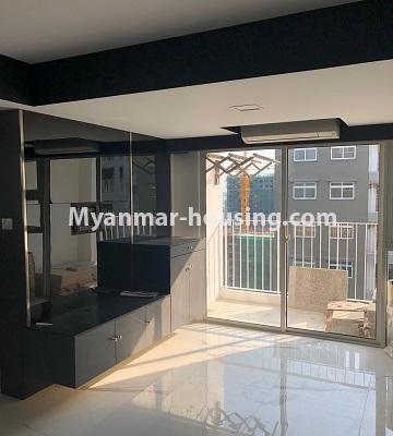 ミャンマー不動産 - 賃貸物件 - No.4754 - 1 BHK Ayar Chan Thar condominium room for rent in Dagon Seikkan! - living room view