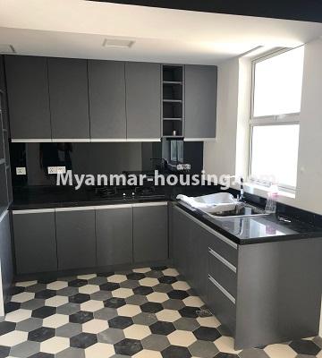 Myanmar real estate - for rent property - No.4754 - 1 BHK Ayar Chan Thar condominium room for rent in Dagon Seikkan! - kitchen view