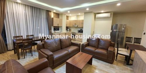 ミャンマー不動産 - 賃貸物件 - No.4757 - 3BHK Serviced Residence G room for rent in Bahan! - living room view