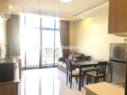 Myanmar real estate - for rent property - No.4760 - 1BHK Serviced Residence G room for rent in Bahan! - living room and dining area view