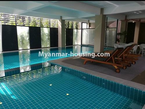 Myanmar real estate - for rent property - No.4760 - 1BHK Serviced Residence G room for rent in Bahan! - swimming pool view