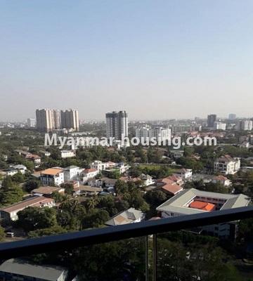 မြန်မာအိမ်ခြံမြေ - ငှားရန် property - No.4763 - ရန်ကင်း The Central ကွန်ဒိုတွင်  အိပ်ခန်းတစ်ခန်းပါသောအခန်း ငှားရန်ရှိသည်။ - city view from balcony