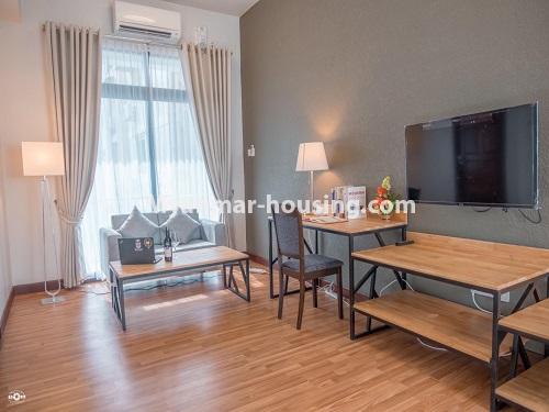 Myanmar real estate - for rent property - No.4770 - 1 BHK Myannandar Residence Serviced Room for rent in Yankin! - living room view