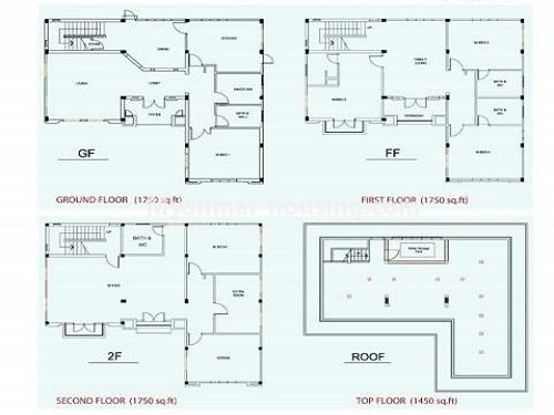 缅甸房地产 - 出租物件 - No.4771 - New four storey landed house for rent near The Embassy of Italy, Bahan! - another house layout view