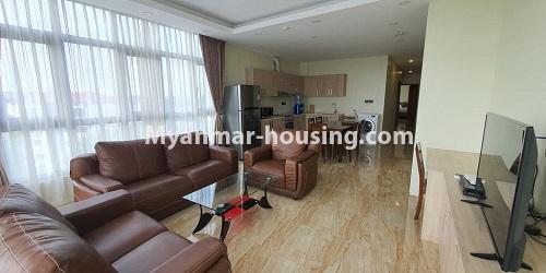 缅甸房地产 - 出租物件 - No.4773 - 2BHK Serviced Residence G room for rent in Bahan! - living room view