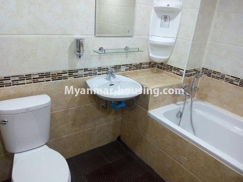 Myanmar real estate - for rent property - No.4777 - Nice 2BHK condominium room for rent in Sanchaung! - master bedroom bathroom view