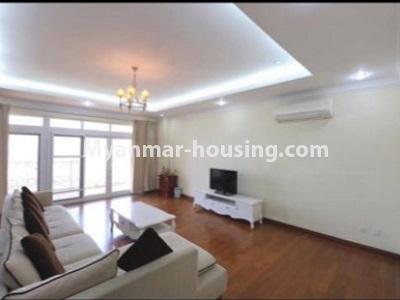 Myanmar real estate - for rent property - No.4786 - 3BHK Mindhamma Condominium room for rent in Mayangone! - living room view