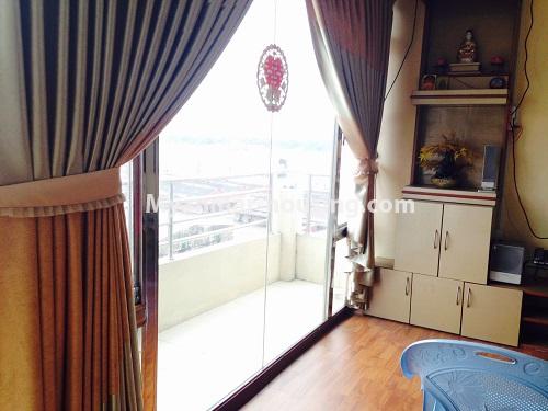 Myanmar real estate - for rent property - No.4791 - Condominium room in Latha for rent! - balcony view from living room