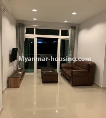 Myanmar real estate - for rent property - No.4793 - Two bedrooms unit in G.E.M.S Condominium for rent, Hlaing! - living room view