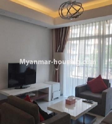 ミャンマー不動産 - 賃貸物件 - No.4796 - 2 BHK Star City Condominium room for rent in Thanlyin! - living room view