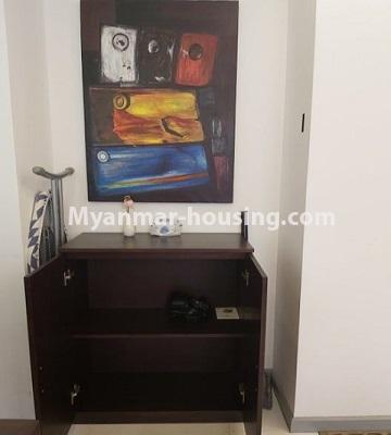 Myanmar real estate - for rent property - No.4796 - 2 BHK Star City Condominium room for rent in Thanlyin! - main entrance shoe stand 