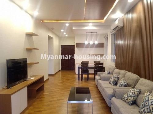 缅甸房地产 - 出租物件 - No.4804 - Luxurious Time City Condo Room for rent in Kamaryut! - another view of living room 