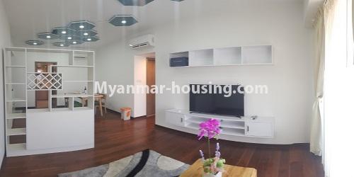 မြန်မာအိမ်ခြံမြေ - ငှားရန် property - No.4810 - ရန်ကင်း The Central ကွန်ဒိုတွင်  အိပ်ခန်းတစ်ခန်းပါသောအခန်း ငှားရန်ရှိသည်။another view of living room