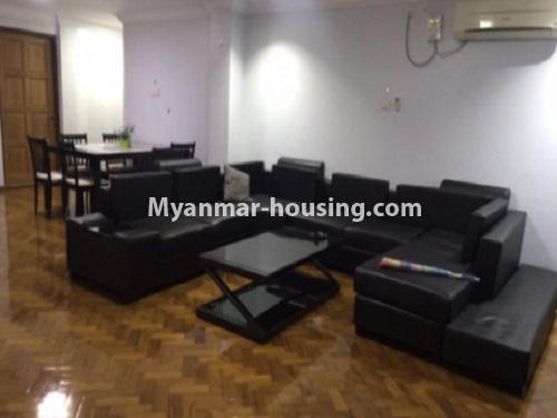 Myanmar real estate - for rent property - No.4813 - Furnished 3BR apartment for rent in Mingalar Taung Nyunt! - living room view