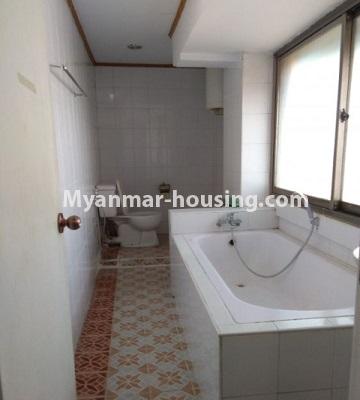 Myanmar real estate - for rent property - No.4814 - Kandawgyi Tower condominium room for rent in Mingalar Taung Nyunt! - bathroom view