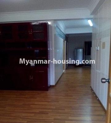 Myanmar real estate - for rent property - No.4818 - First floor apartment room for rent in Hlaing! - living room and corridor view