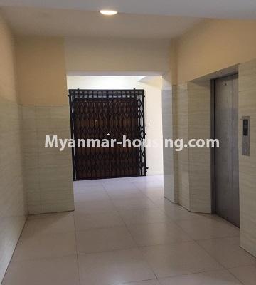 Myanmar real estate - for rent property - No.4826 - 3 BHK Hlaing Lamin Condominium room for rent! - main entrance door and lift